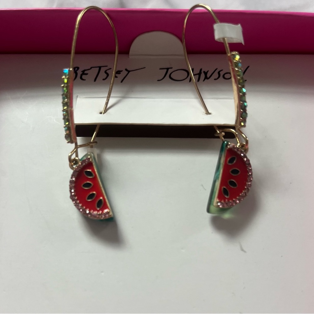 Watermelon Betsey Johnson Earrings New in Box - Picture 2 of 12